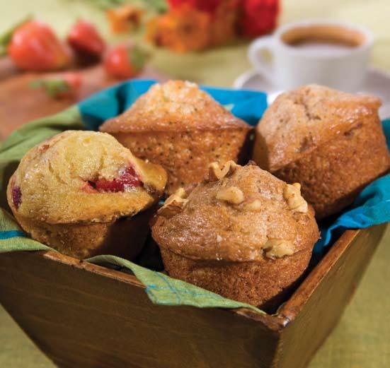 Our scoop-and-bake batters are created from the very finest ingredients, such as plump, cultivated blueberries; large apple chunks; and California grown double-picked walnuts, perfect to bake up