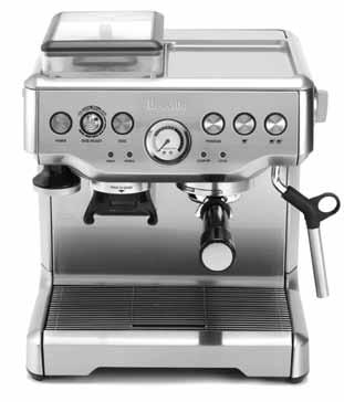 KNOW YOUR BREVILLE PROFESSIONAL 800 COLLECTION Fresca Espresso Machina (continued) Removable 2 litre water tank filled from the top of the water tank Bean Hopper: 230g capacity hopper locking system