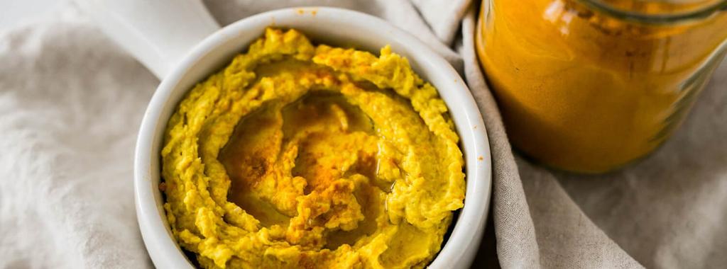 Turmeric Hummus 6 ingredients 10 minutes 4 servings 1. Add all ingredients together in a food processor. Blend until a creamy consistency forms. Enjoy!