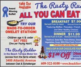 DINING GUIDE Nicky D's Breakfast and Burgers Oak & New Jersey Aves., Wildwood. Open daily from 