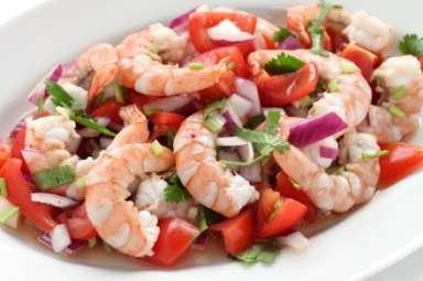Chilled Ceviche Servings: 6 Net Carbs: 7g 1 pound frozen shrimp, peeled and deveined 2 cups pico de gallo 3 small avocado, pitted and diced 1 cup fresh chopped cilantro 1 cup tomato juice 2