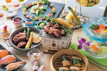 You can enjoy their buffet that has a wide selection of Japanese and western food that uses seasonal ingredients both for lunch ( 1,600 on weekdays, 1,800 on the weekend and days before a national