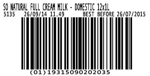 FIISHED PRODUCT SPECIFICATIO - 5135 So atural Full Cream Milk 12x1L (Exports) Traceability Coding Information Coding General Coding Requirement Best Before Date, Production Date, & Timecode