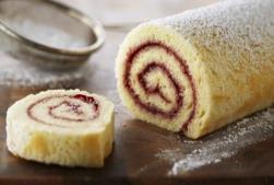Recipe 9 Swiss Roll : 75g caster sugar 3 eggs 75g plain flour (this could be half white, half whole-meal) ½ jar jam or lemon cheese Electric whisk, swiss roll tin, metal spoon, sieve, large mixing