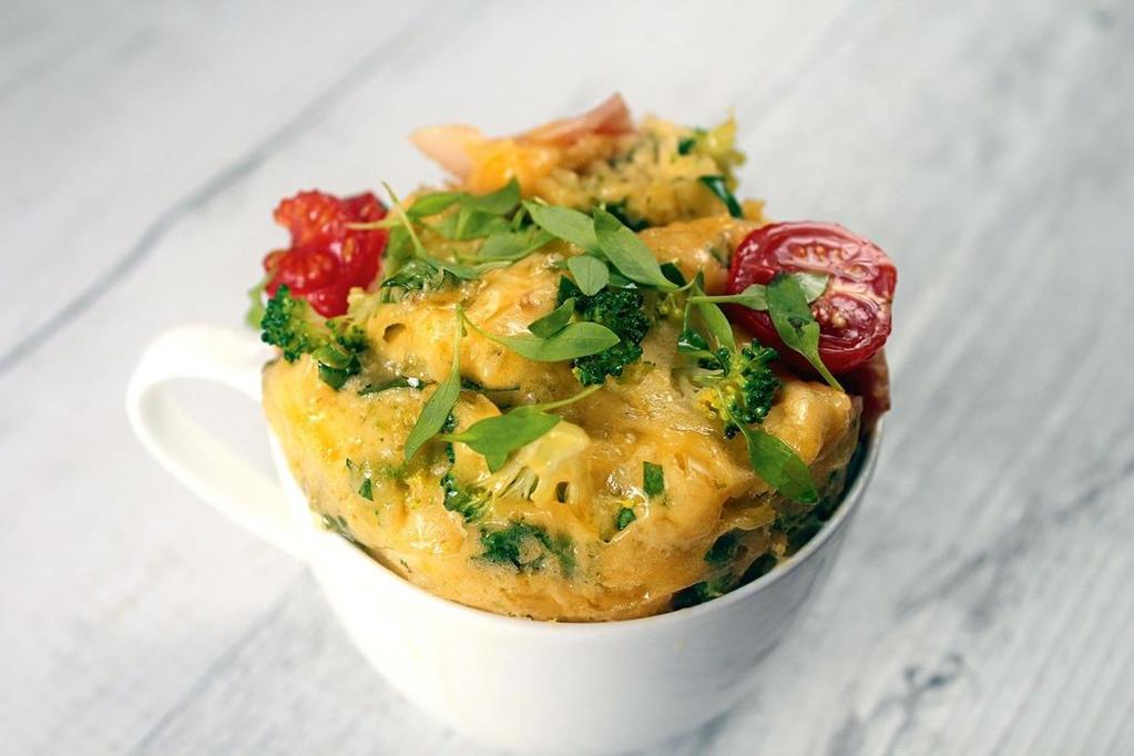 13 Microwave Savvy Microwave Quiche 1-2 eggs Seasonings to taste (chili, onion, garlic, rosemary, thyme; dried or fresh; salt and pepper) Vegetables of choice (peppers, broccoli, onion, spinach)