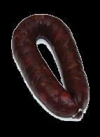 BLOOD CHORIZO Region - Alentejo TECHNICAL FEATURES - Prepared with a pork meat, fat, blood and salted tripe.