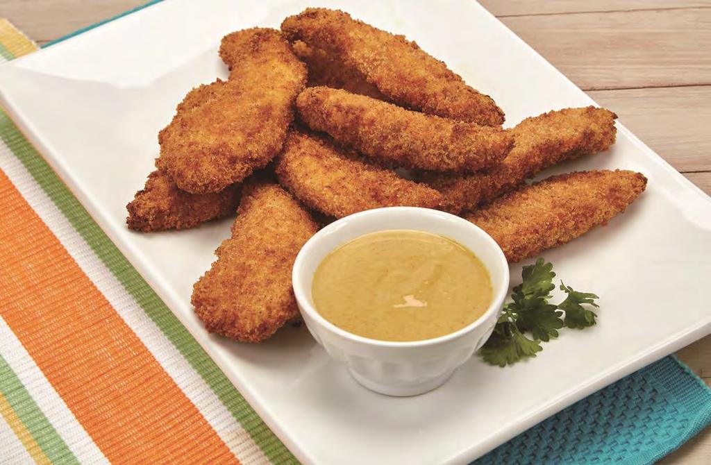 CHICKEN TENDERS 1. Place chicken tenders on a plate. 2. Place the panko in a pan. Mix with vegetable oil. 3. Place the flour in a pan. In a bowl, add milk into eggs before beating them. 4.