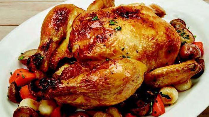 ROASTED CHICKEN WITH HERBS 1. Season the chicken and rub with olive oil. 2. Let sit at room temperature for 45 minutes before cooking. 3. Place the chicken breast side down in the Fry Basket. 4. Cook for 20 minutes at 360 F.