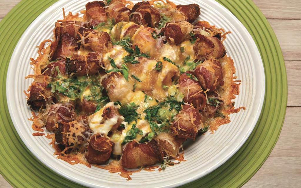 BACON-WRAPPED TATER TOTS 1. Wrap each tater tot with a piece of bacon and place into the Fry Basket. Do not overcrowd. 2. Place the Fry Basket into the Air Fryer. 3. Cook for 8 minutes at 40