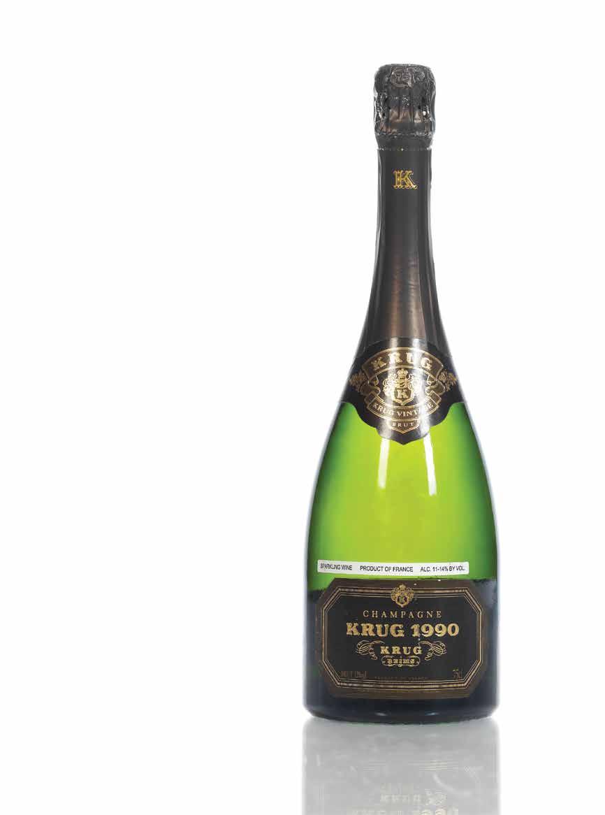 Krug 1990 Champagne into foil Lot 898: two lightly scuffed labels Lot 899: bin-soiled labels, one heavily scuffed label...the fruit is so rich that the acidity is beautifully enveloped.