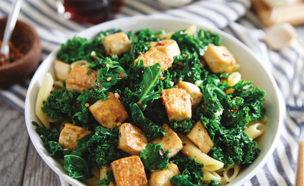 Garlic Tofu and Greens Serves 4. Prep time: 20 minutes active; 35 minutes total.
