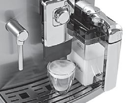 Rotate the handle on the upper the dispensing of hot milk.