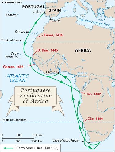 Portugal Bartholomew Dias = Rounds Cape of Good Hope (1487) Vasco da Gama Reaches India (1498) Brings back enough goods to finance expedition multiple times Breaks Italian monopoly on trade with