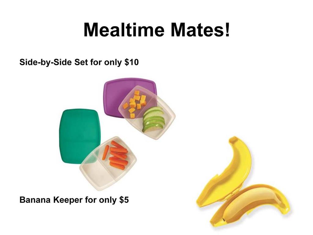 Side-by-Side Set for only $10. Pack two foods in one container for your on-the-go meal or snack! Exclusive! Classic style! 6⅜ x 4¾ x 1¼"/16.1 x 12 x 3.2 cm. Includes two containers.
