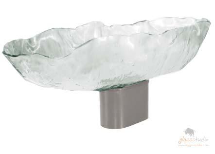 Oval large inclined bowl (front height 8cm, back 3cm irregular height approx. +- cm). ext.