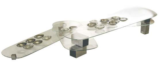 Set/4 glass bridges and metal sizes 6*6*1cm(five included) and 3*3*3cm (four included)(comes