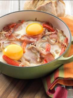 Egg Pan with Leg Ham, Red Onion and Capsicum Serves 1 $3.