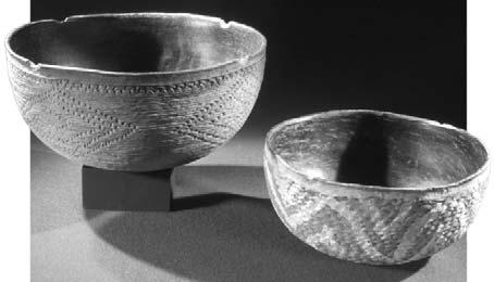 Everyday pottery was gray with a rough outer texture that helped heat the food inside. They also made pottery that was rubbed and polished to create a smooth surface for decoration or trade.