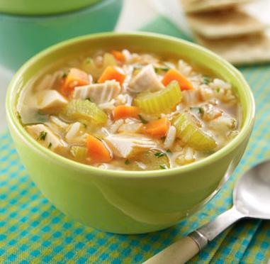 Chicken & Rice Soup 4 cups low-sodium chicken broth (gluten free) 1/3 cup long-grain basmati rice 2 skinless, boneless chicken breast halves 1 carrot, peeled and diced 1 celery stalk, diced 1