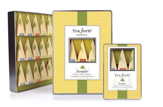 White Ginger Pear 17813 tea chest (40 infusers) 21.6 x 20.3 x 8.4 cm 3 case pack sampler collection gift tins Award-winning tins attractively display signature pyramid tea infusers.