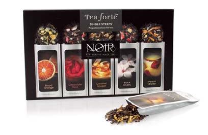 5 cm noir loose tea starter set Contains a double-walled Cranberry Red ATI cup with integrated infusing basket and ten SINGLE STEEPS pre-portioned loose tea