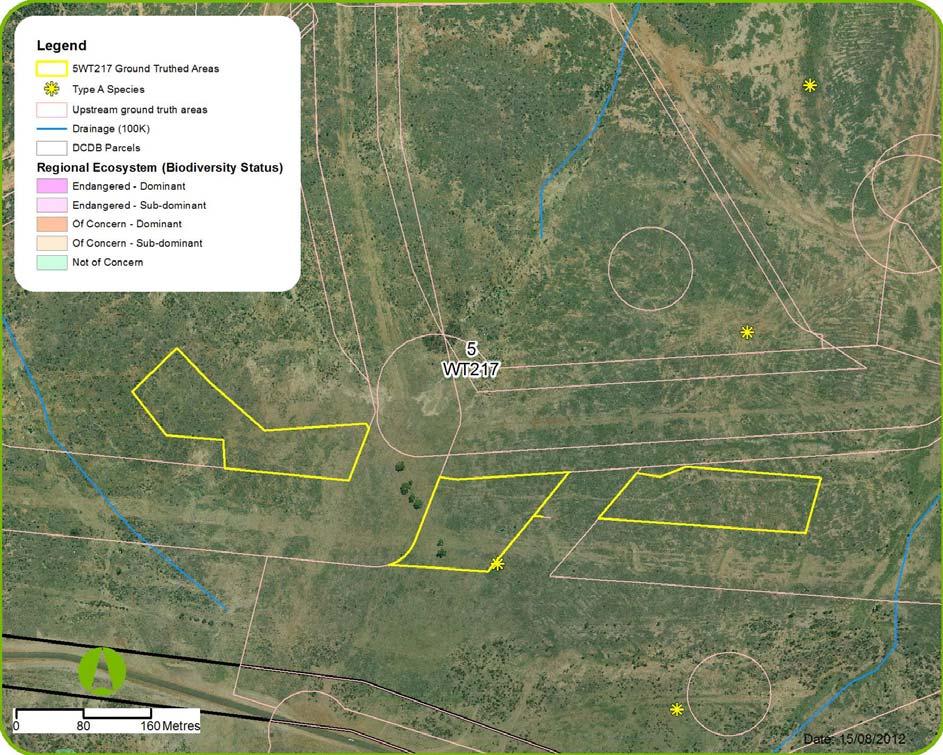 Figure 1.2 Aerial imagery of ground trothed areas on Lot 5WT217 1.