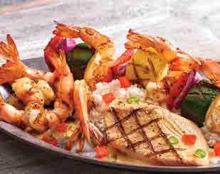 19.79 Grilled Seafood Trio A trio of our most popular grilled seafood... Shrimp & Veggie Skewer, Shrimp New Orleans and our Bourbon Street Mahi Mahi.