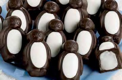 00 Frosty Mint Penguins Pinguino de Chocolate negro con centro de menta Cute as a button, intricately