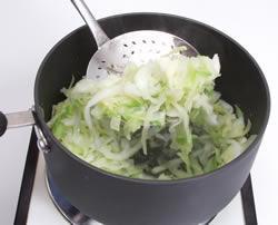 Place quartered, sliced, or shredded cabbage in a vegetable steamer over boiling water, or in a pan with 1/2" of boiling water. Cooking times for quarters or large wedges is 10 to 15 minutes.