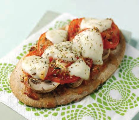 tues esday quickpitta pizzas 218kcals/912kJ per portion Add a few olives, slices of red or green pepper or red onion to get more of your 5 a day.