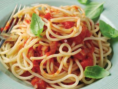 thursday Perfectpastawith tomatosauce 1 tsp oil 1 onion, finely chopped 1 garlic clove, finely chopped 400g tinned chopped tomatoes 2 tbsp tomato puree 2 tsp dried mixed herbs 350g dried spaghetti
