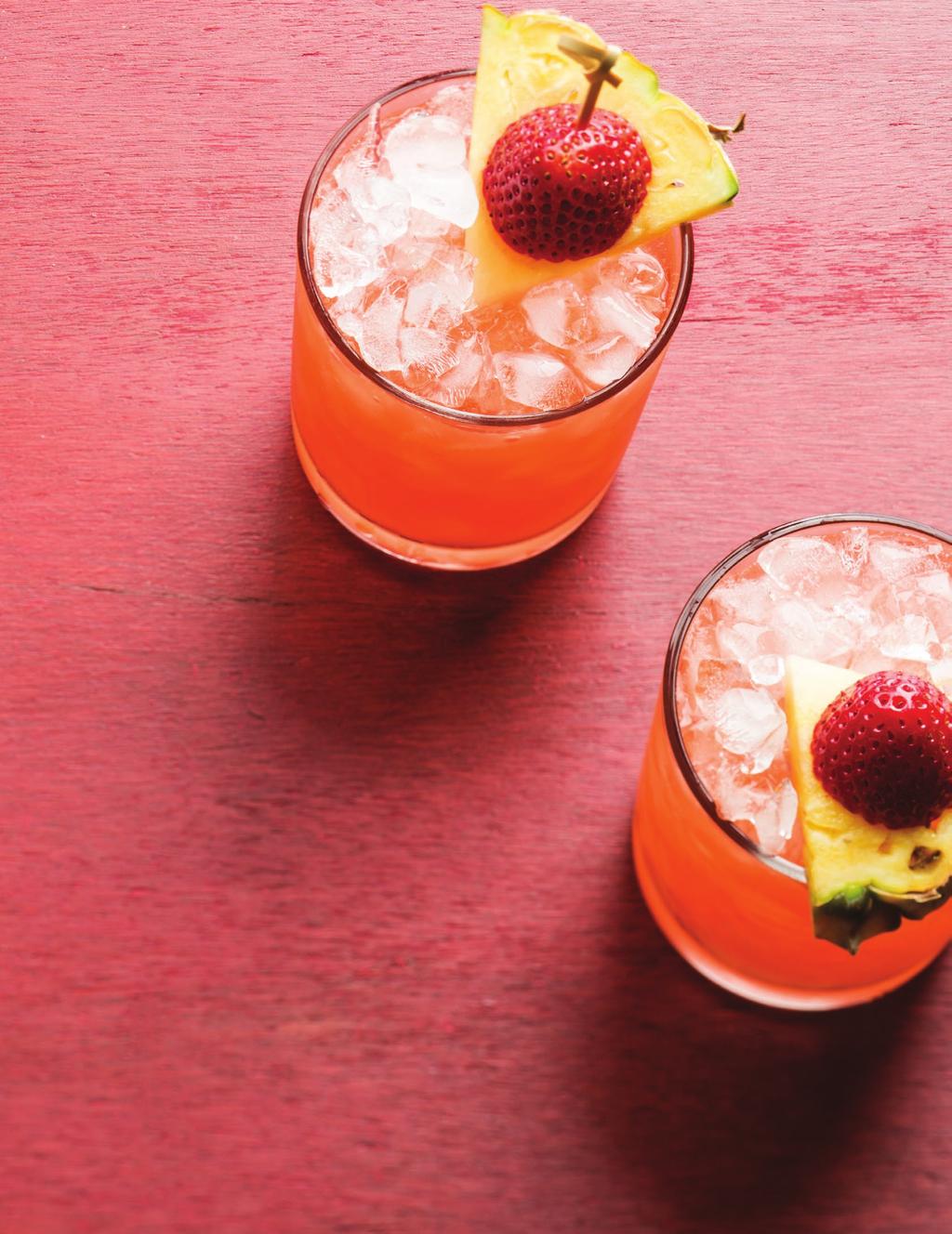 SOUTHERN HEMISPHERE SMASH This summery smash combines the sweetness of pineapple and strawberry with the floral fruitiness of pisco.