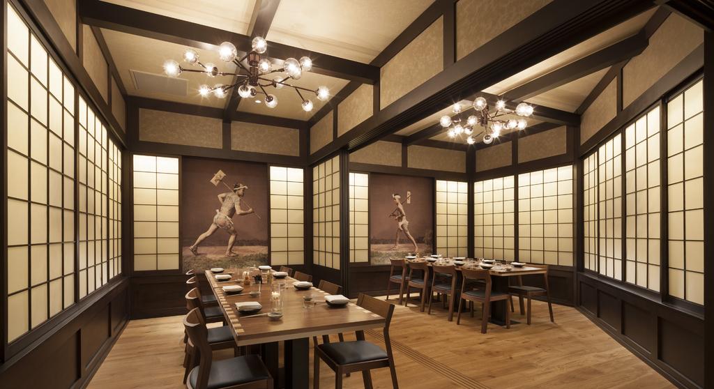 Adorned with historic images of Japanese warriors, PABU offers a private dining room separated from the main restaurant by traditional sliding shoji