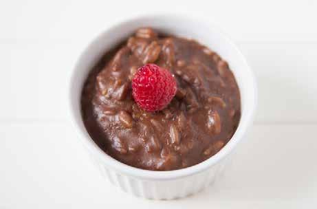 Desserts Cacao and brown rice pudding 1/3 cup brown rice, cooked according to packet instructions 1 cup unsweetened almond milk 1 Tbsp raw cacao powder 2 tsp stevia ¼ cup water 1 Tbsp walnuts,