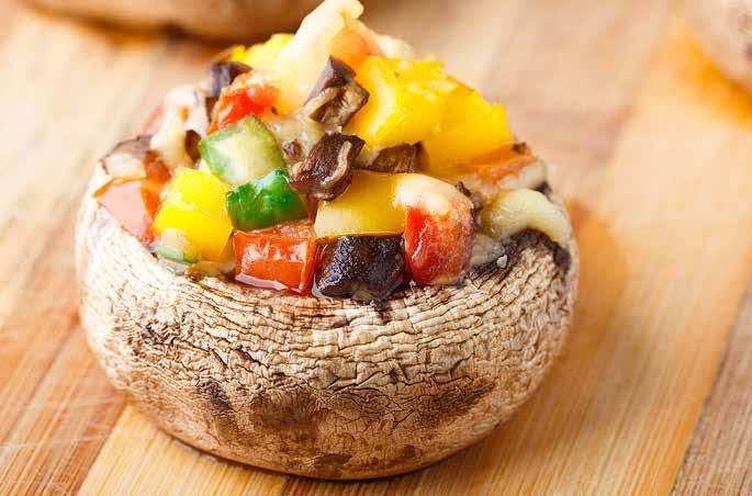Breakfast Vegetable and cannellini bean stuffed field mushrooms 1 large field mushroom 1 tsp olive oil ¼ brown onion, finely diced ½ small tomato, diced ¼ capsicum, diced ½ small zucchini, diced 100g