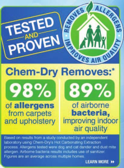 com Chem-Dry Removes:* 98% 89% of allergens from