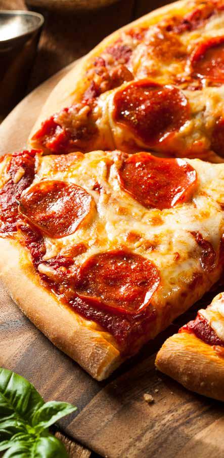 PIZZA PARTY $6.50 per guest Fresh-Baked Pizza with Choice of One Topping (1 cut 240-660 cal): Pepperoni, Sausage, Mushrooms, Onions, Vegetarian or Broccoli. Served with Tossed Salad (1 salad + 2 oz.