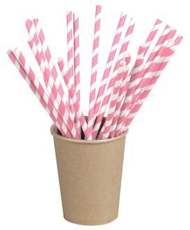 Eco-Friendly OK compost PAPER Utensils & Straws Paper Straws Red Striped Paper Straws L:. / Ø.