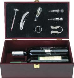 Includes a corkscrew, wine ring, thermometer, cutter, bottle stopper with bottle opener