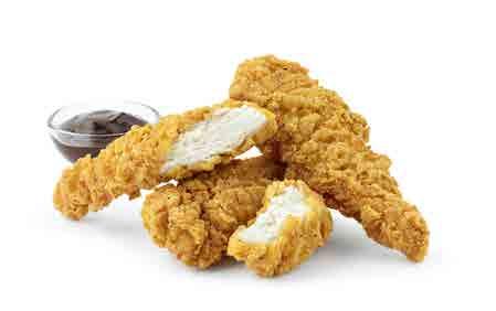 Main Menu Chicken McNuggets Chicken Breast Meat (45%), Water, Vegetable Oils (Sunflower, Rapeseed), Maize Flour, Fortified WHEAT Flour (WHEAT Flour, Calcium Carbonate, Iron, Niacin, Thiamin),
