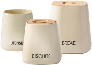 Cubic Cream Storage Fine stoneware. Colour co-ordinated with the Home Farm range. Rubberwood lids. Air-tight seals on items with lids.
