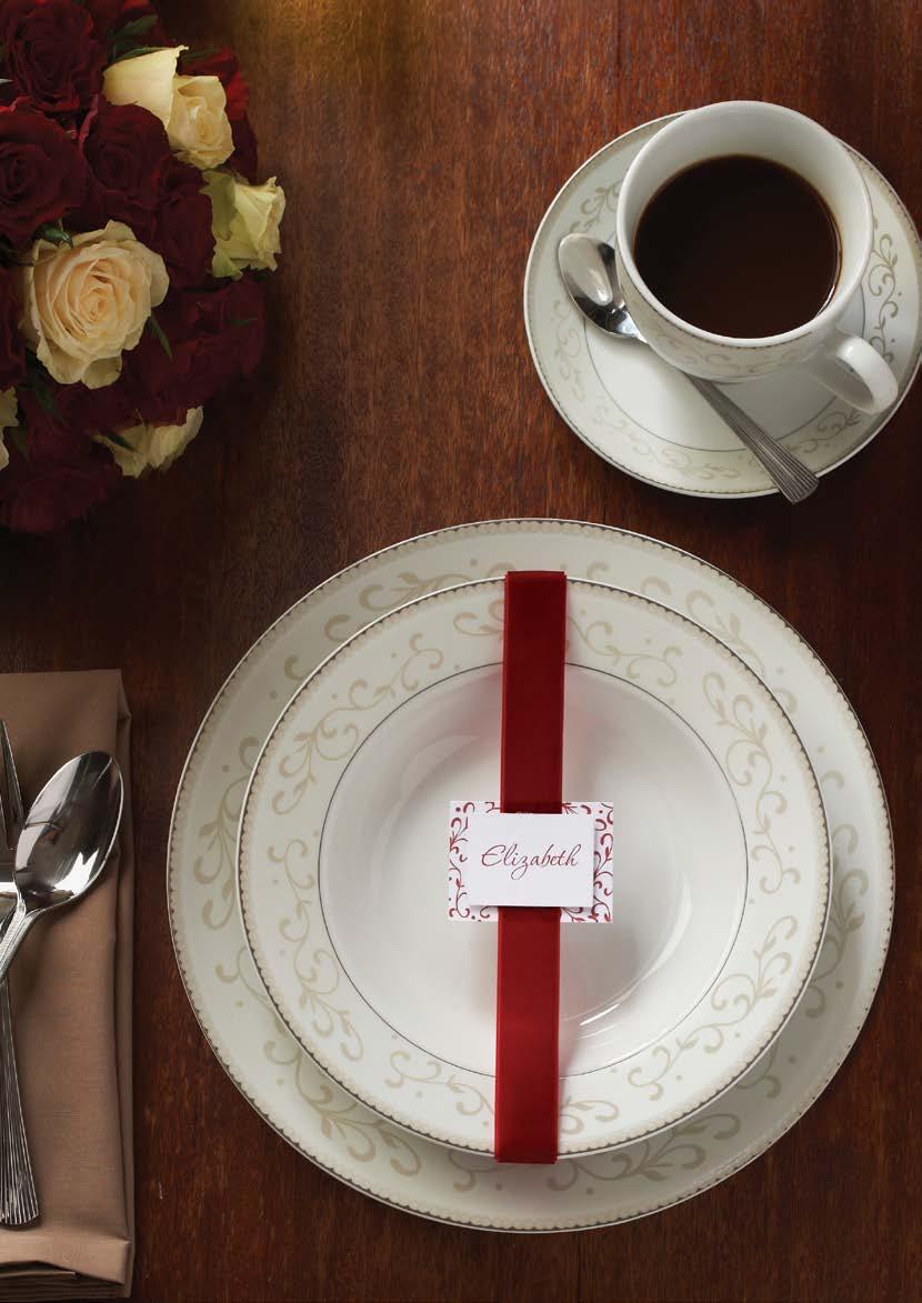 Elegance Elegant and refined with a sophisticated design and real platinum band, the Elegance fine porcelain dinnerware range is a must have for entertaining and formal