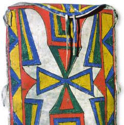 This painted Sioux flat pouch was made of buffalo rawhide.