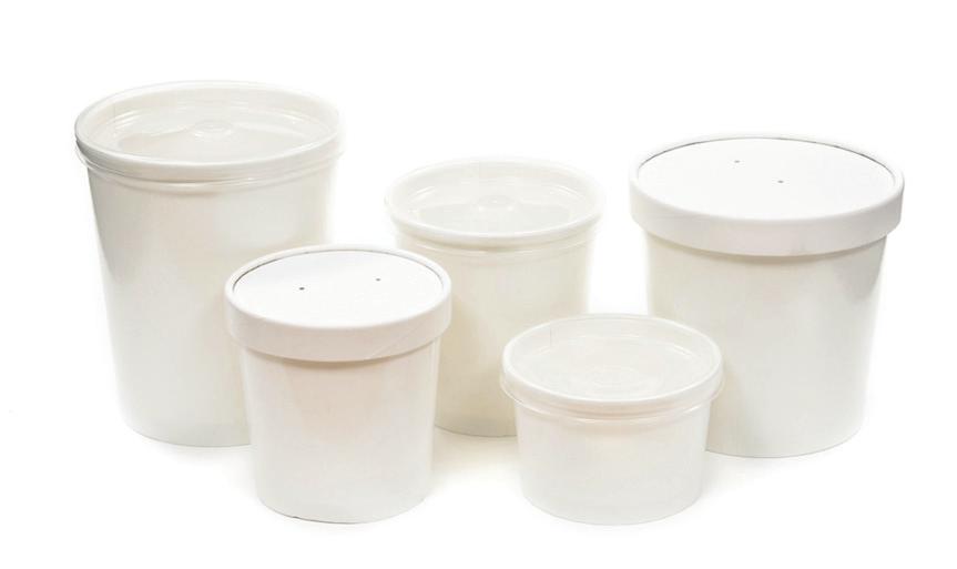 Soup Containers/Ice Cream Pots Paperboard Heavy duty paperboard soup containers are ideal for packaging hot and cold foods such as soup, pasta, noodles, ice creams, frozen yoghurt, porridge and