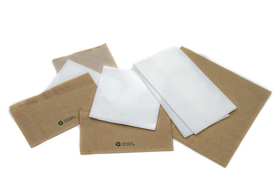 Paper Napkins We can supply a wide variety of napkins manufactured in the UK from recycled material to meet your individual needs.