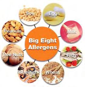 Common Food Allergens 8 major food allergens Peanuts Tree Nuts (e.g., almonds, walnuts, pecans) Milk Eggs Fish (e.g., bass, flounder, cod) Shellfish (e.g., crab, lobster, shrimp) Wheat Soybeans To help Americans avoid health risk posed by food allergens, the FDA enforces the Food Allergen Labeling & Consumer Protection Act of 2004.