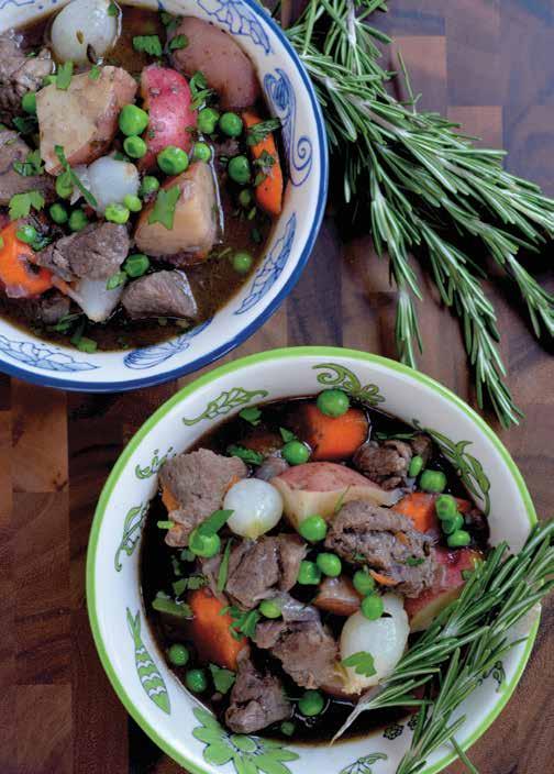 Spring Lamb Stew Serves 8 to 10 3 tablespoons vegetable oil 3 pounds lamb shoulder, trimmed of fat and cubed (1-inch cubes) 1 teaspoon salt freshly ground black pepper 1 onion, chopped 3 cloves
