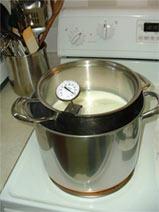 Heat to 185 F You want the milk to reach 185 F so as to kill any bacteria.