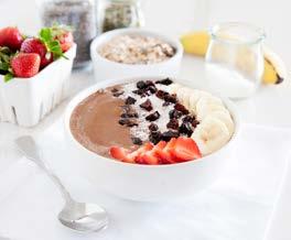 High Fiber Chocolate Smoothie Bowl Ingredients (Makes 2 servings) 1 cup unsweetened vanilla almond milk ½ frozen banana ½ avocado (or if omitting, use 1 whole banana) 3-4 prunes (or dates) 2