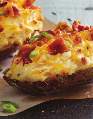 A B try our ADD-ON SIDES D D TWICE BAKED POTATOES RATED WITH CHEDDAR & BACON With crispy bacon and real cheddar cheese.